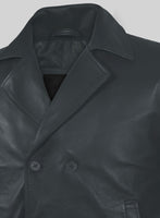 Soft Gray Leather Pea Coat - StudioSuits