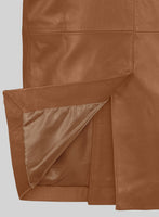Soft Hunter Tan Leather Pea Coat - StudioSuits