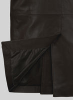 Soft Louis Brown Leather Pea Coat - StudioSuits