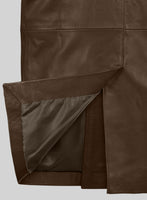 Soft Scottish Brown Leather Pea Coat - StudioSuits
