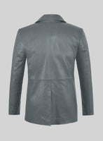 Soft Sherpa Gray Leather Pea Coat - StudioSuits