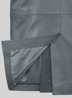 Soft Sherpa Gray Leather Pea Coat - StudioSuits