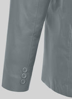 Soft Sherpa Gray Leather Pea Coat - StudioSuits