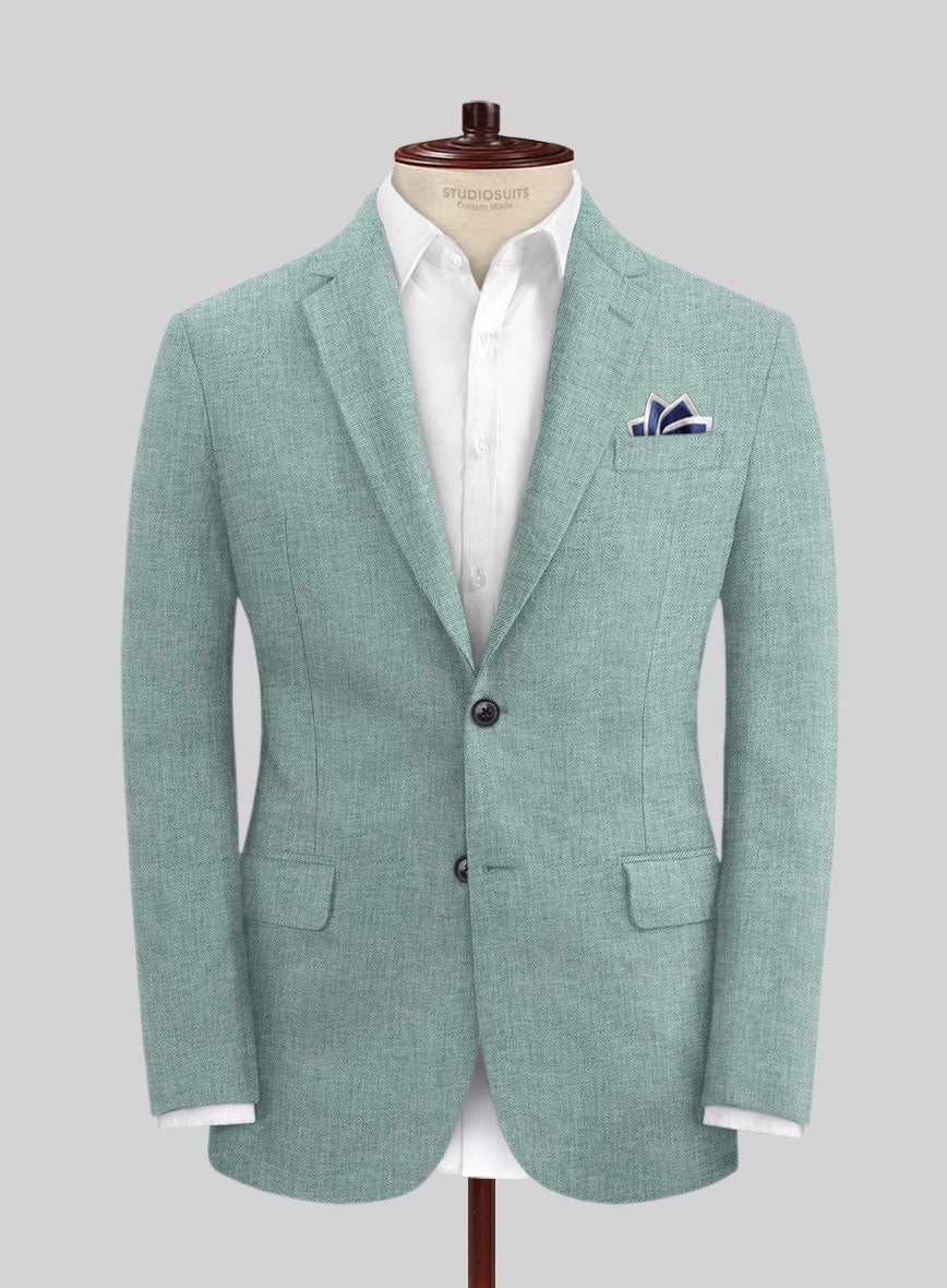 Solbiati Herringbone Green Linen Suit – StudioSuits