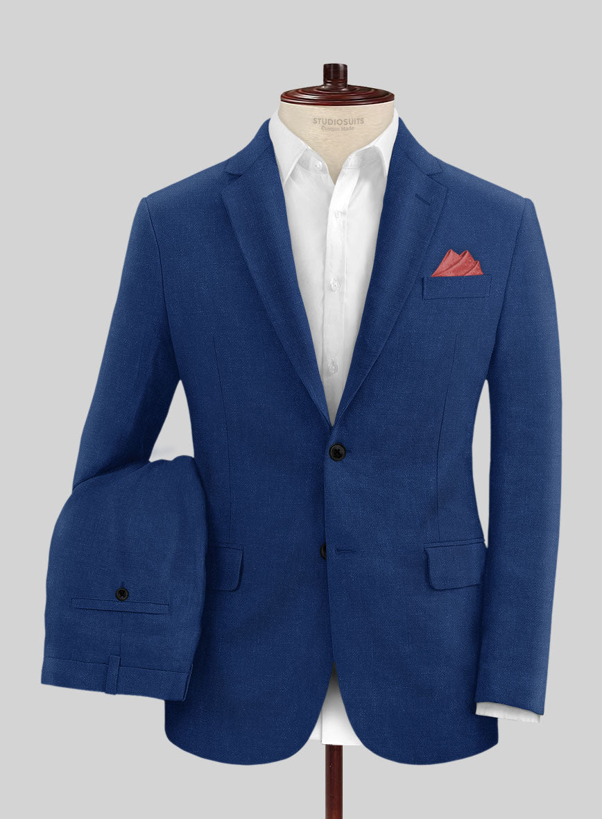 Solbiati Art Du Lin Cobalt Blue Linen Suit - StudioSuits