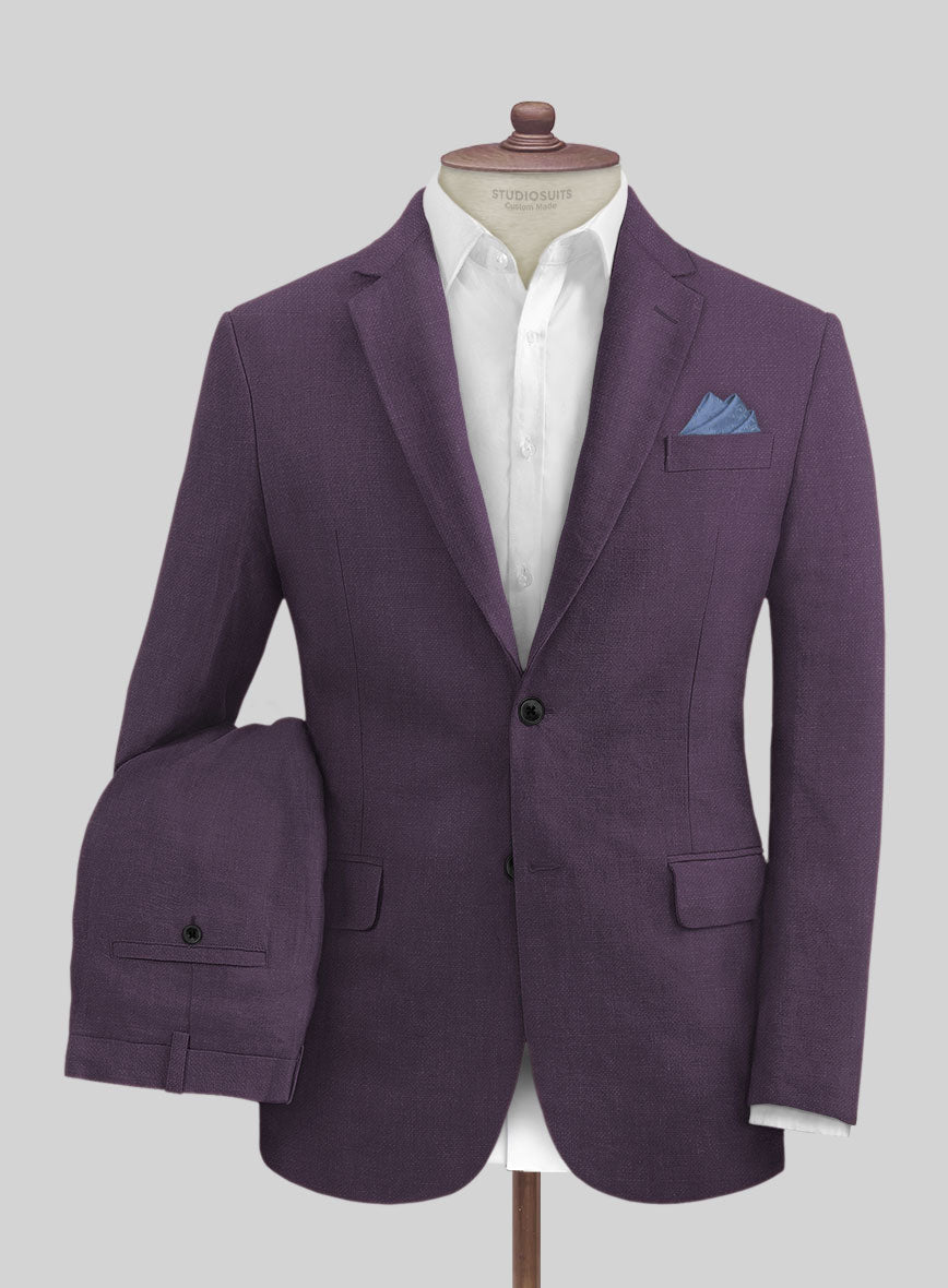 Solbiati Art Du Lin Dark Lavender Linen Suit - StudioSuits