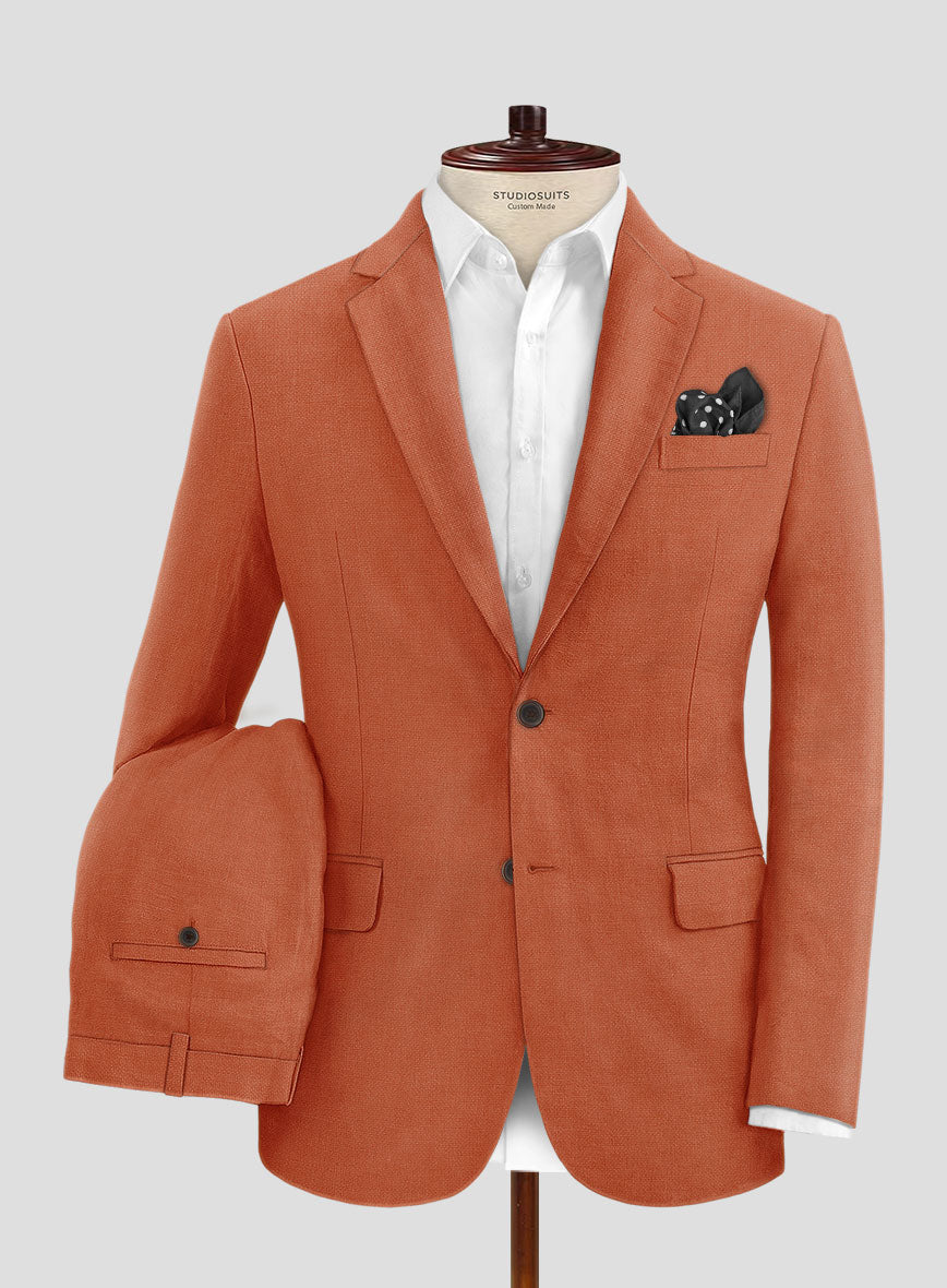 Solbiati Art Du Lin Deep Orange Linen Suit - StudioSuits