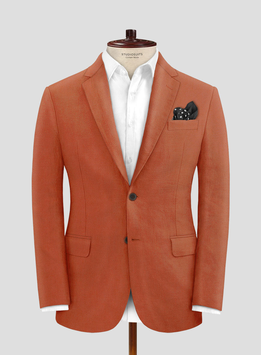 Solbiati Art Du Lin Deep Orange Linen Suit - StudioSuits