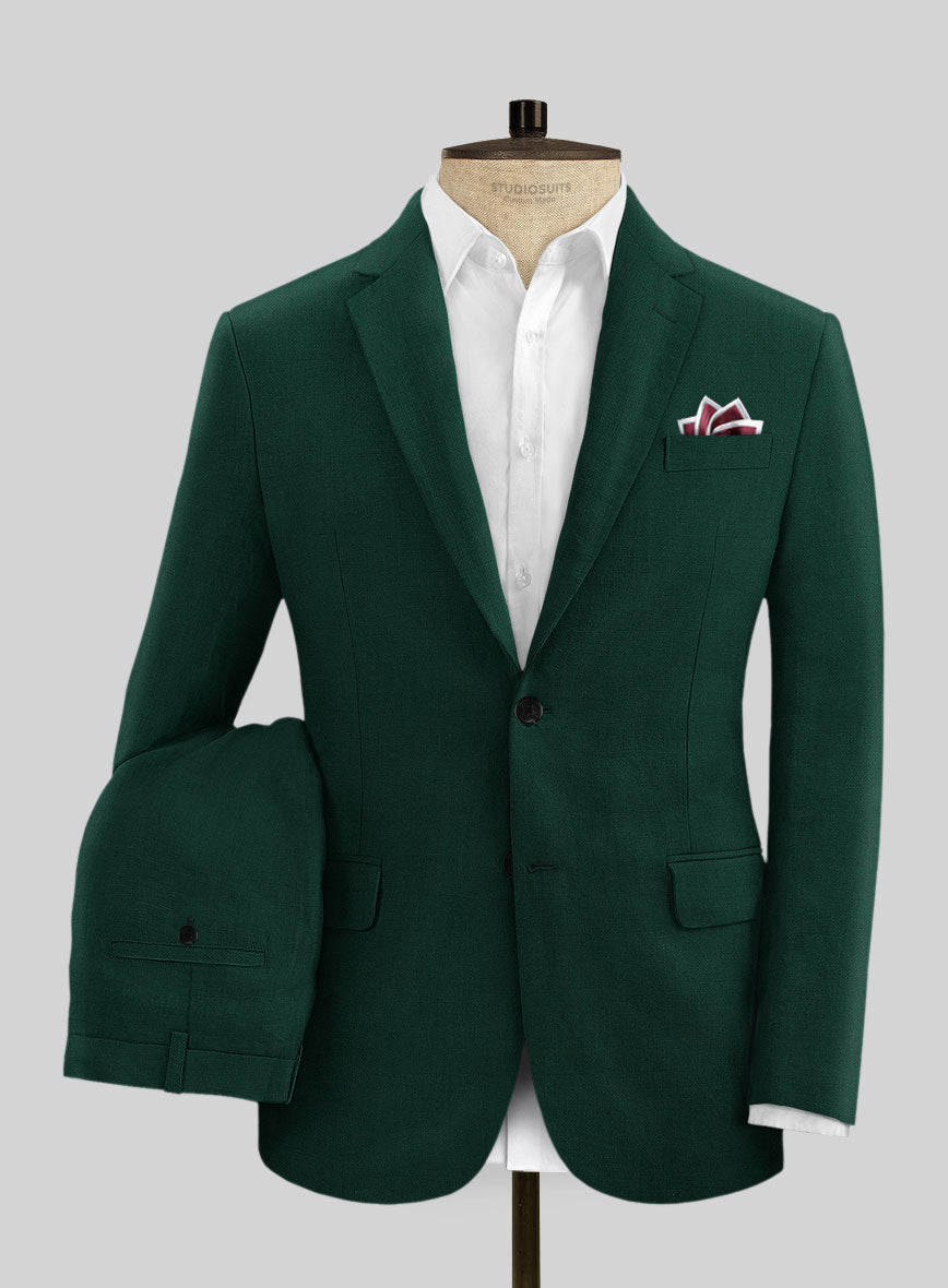 Solbiati Art Du Lin Green Linen Suit - StudioSuits