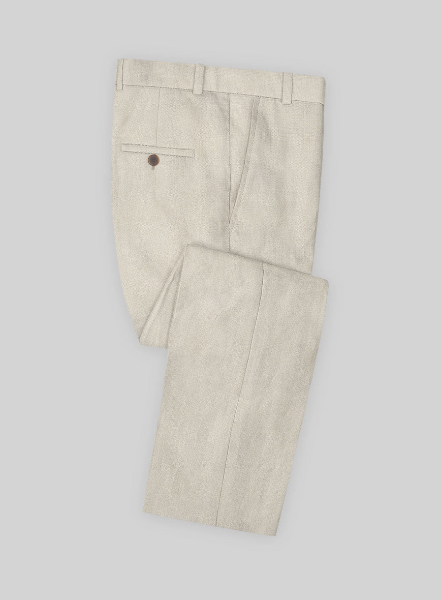 Solbiati Art Du Lin Light Beige Linen Pants - StudioSuits