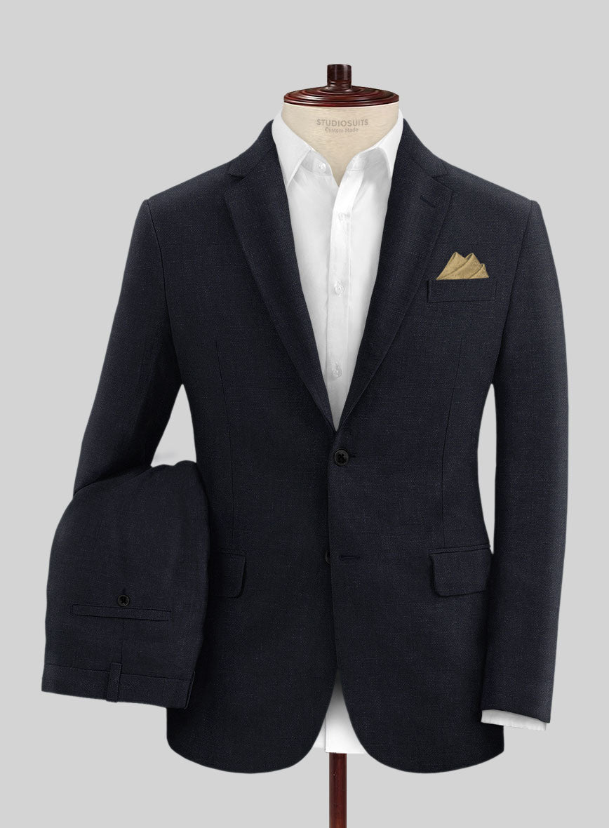 Solbiati Art Du Lin Midnight Blue Linen Suit - StudioSuits