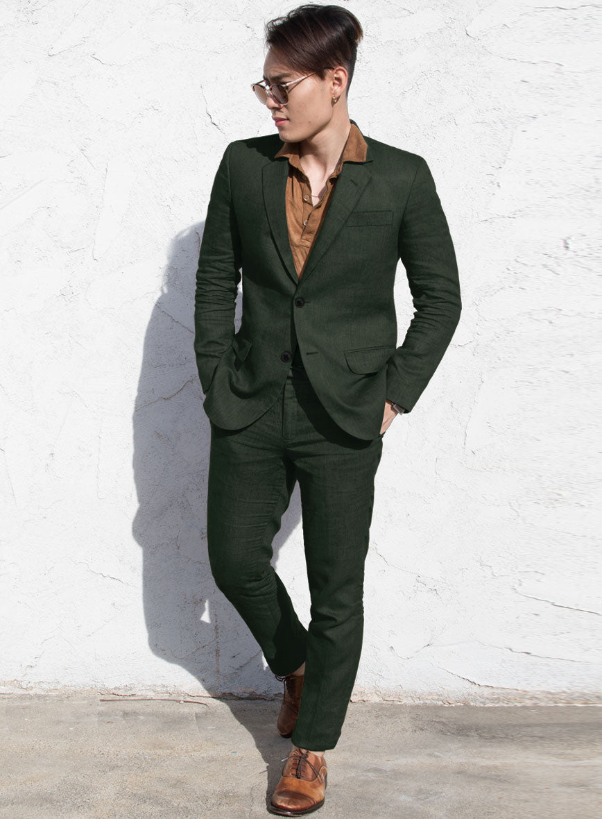 Solbiati Art Du Lin Palm Green Linen Suit - StudioSuits