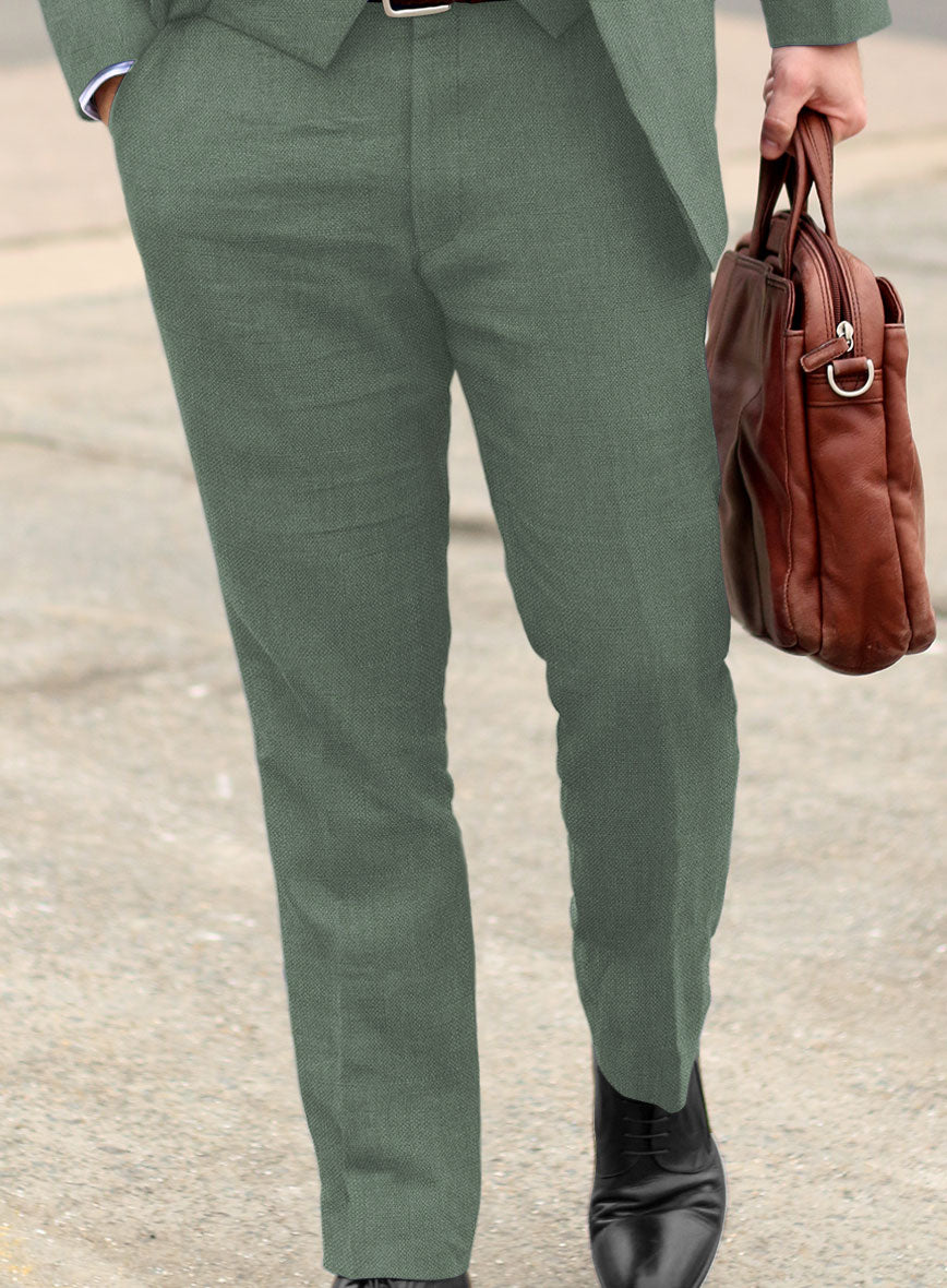 Solbiati Art Du Lin Sage Green Linen Pants - StudioSuits