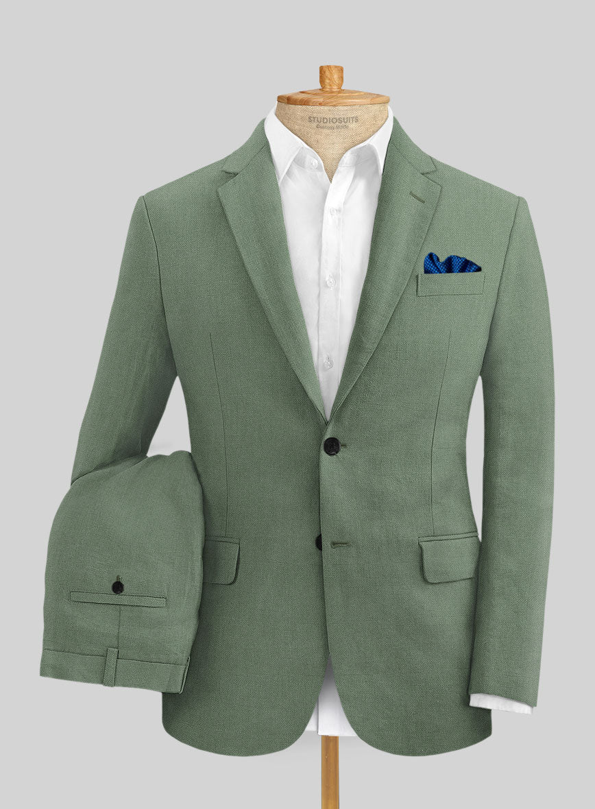 Solbiati Art Du Lin Sage Green Linen Suit - StudioSuits