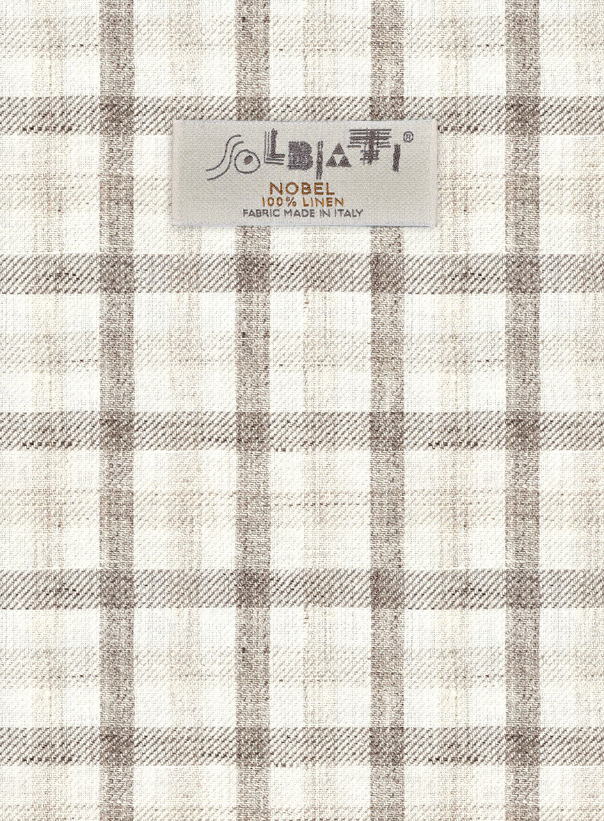 Solbiati Beige Checks Linen Pants - StudioSuits