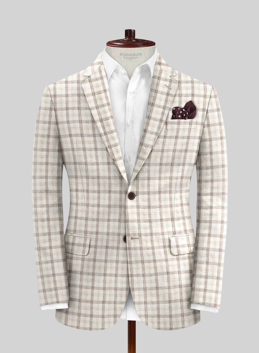 Solbiati Beige Checks Linen Suit - StudioSuits