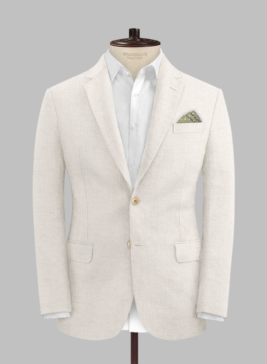 Solbiati Beige Herringbone Linen Jacket - StudioSuits