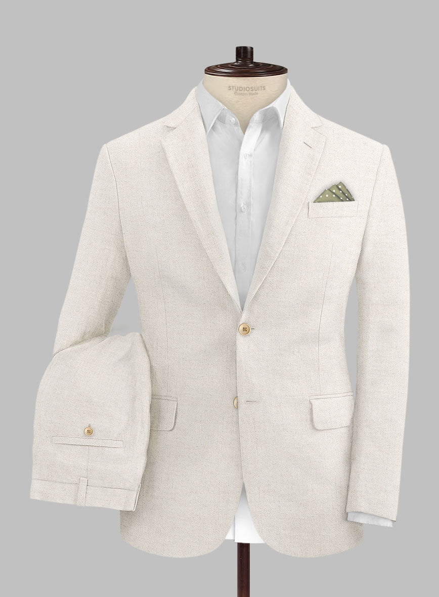 Solbiati Beige Herringbone Linen Suit - StudioSuits