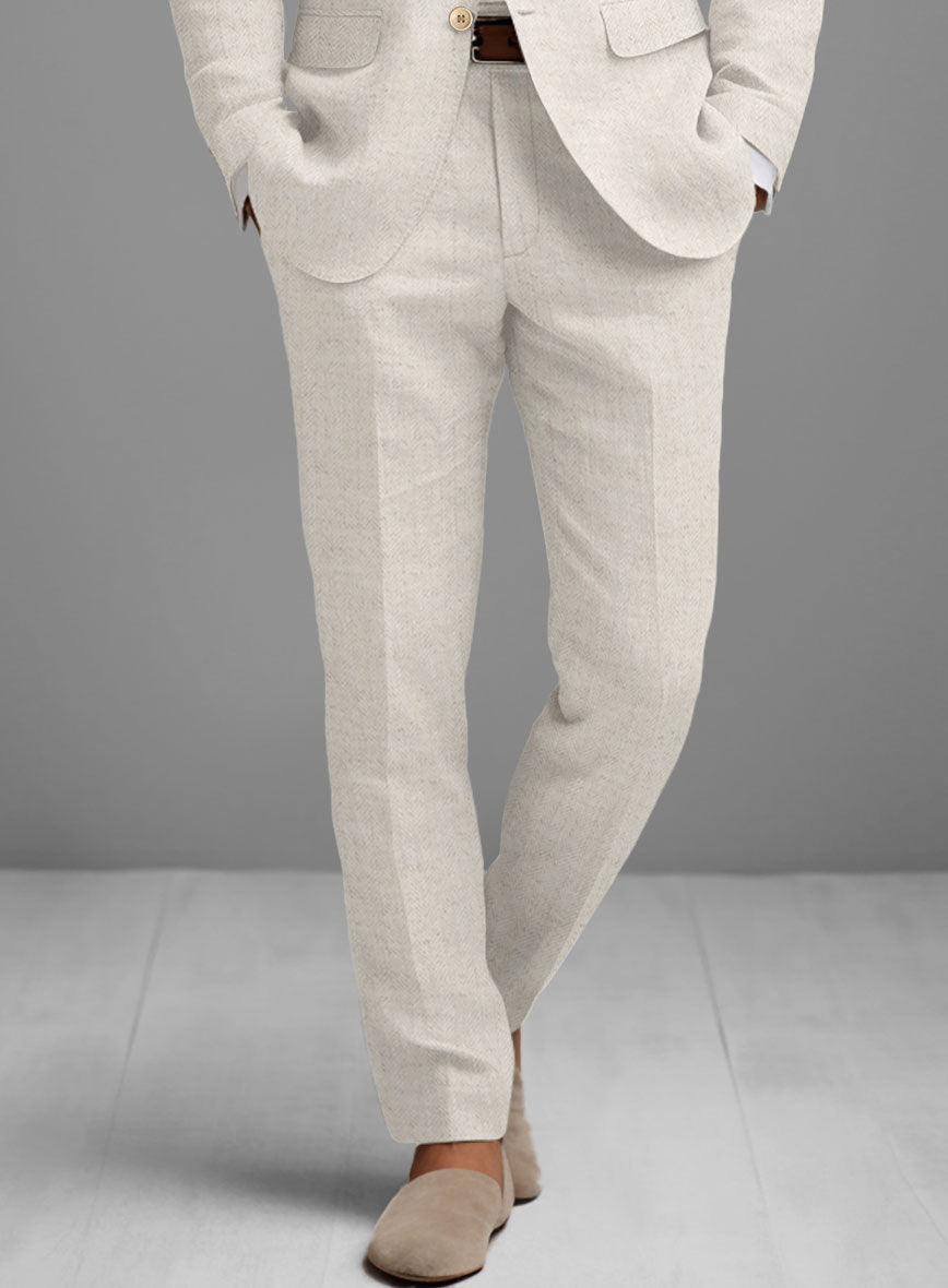 Solbiati Beige Herringbone Linen Suit - StudioSuits