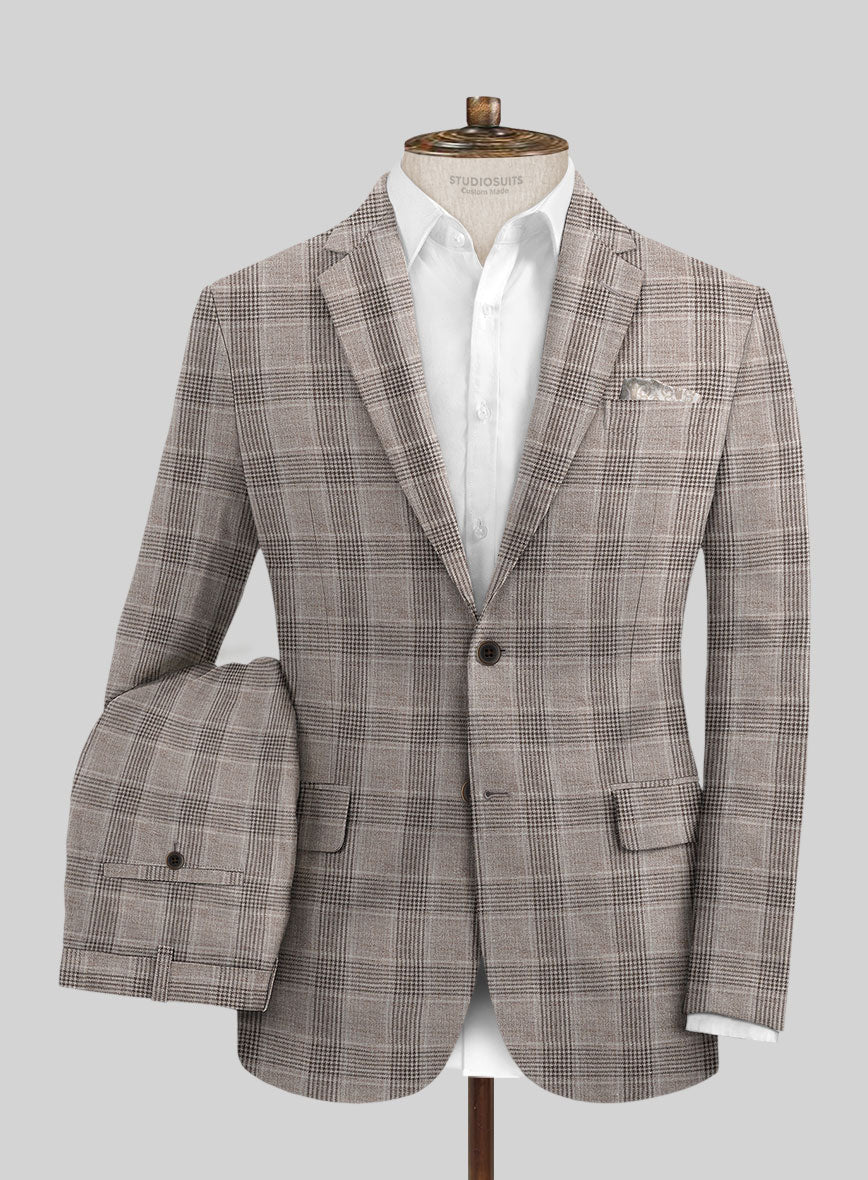 Solbiati Brown Checks Linen Suit - StudioSuits