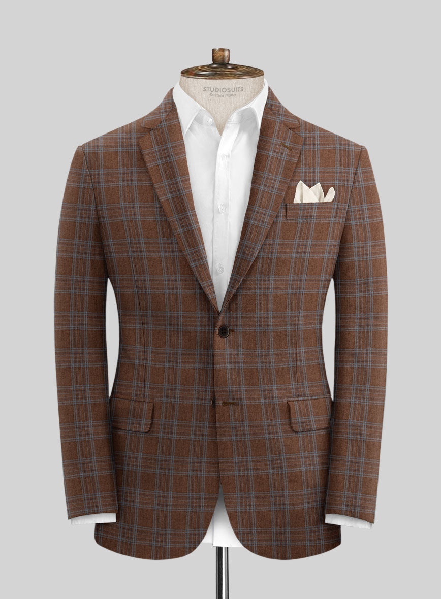 Solbiati Brown Square Linen Jacket - StudioSuits