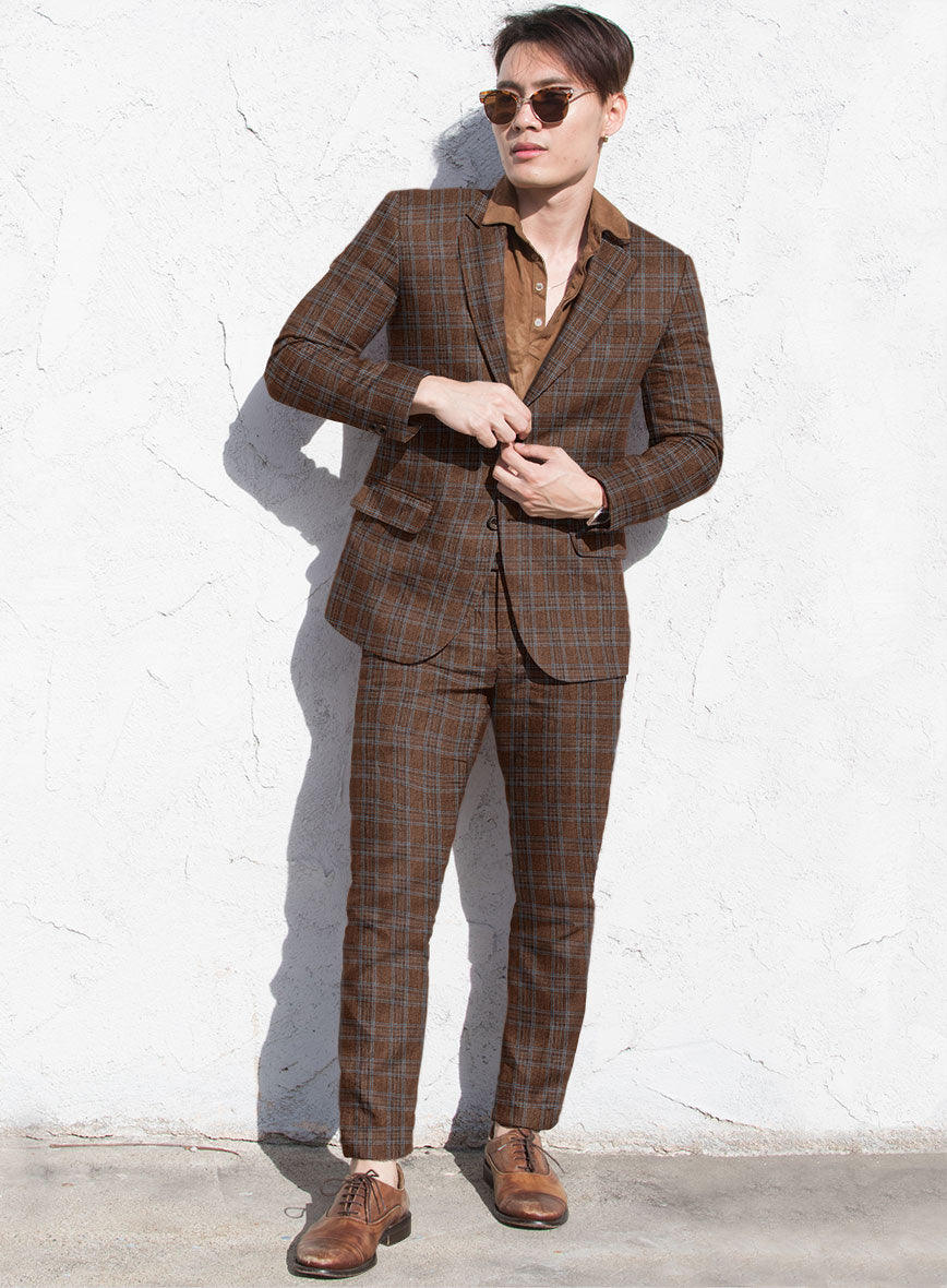 Solbiati Brown Square Linen Suit - StudioSuits