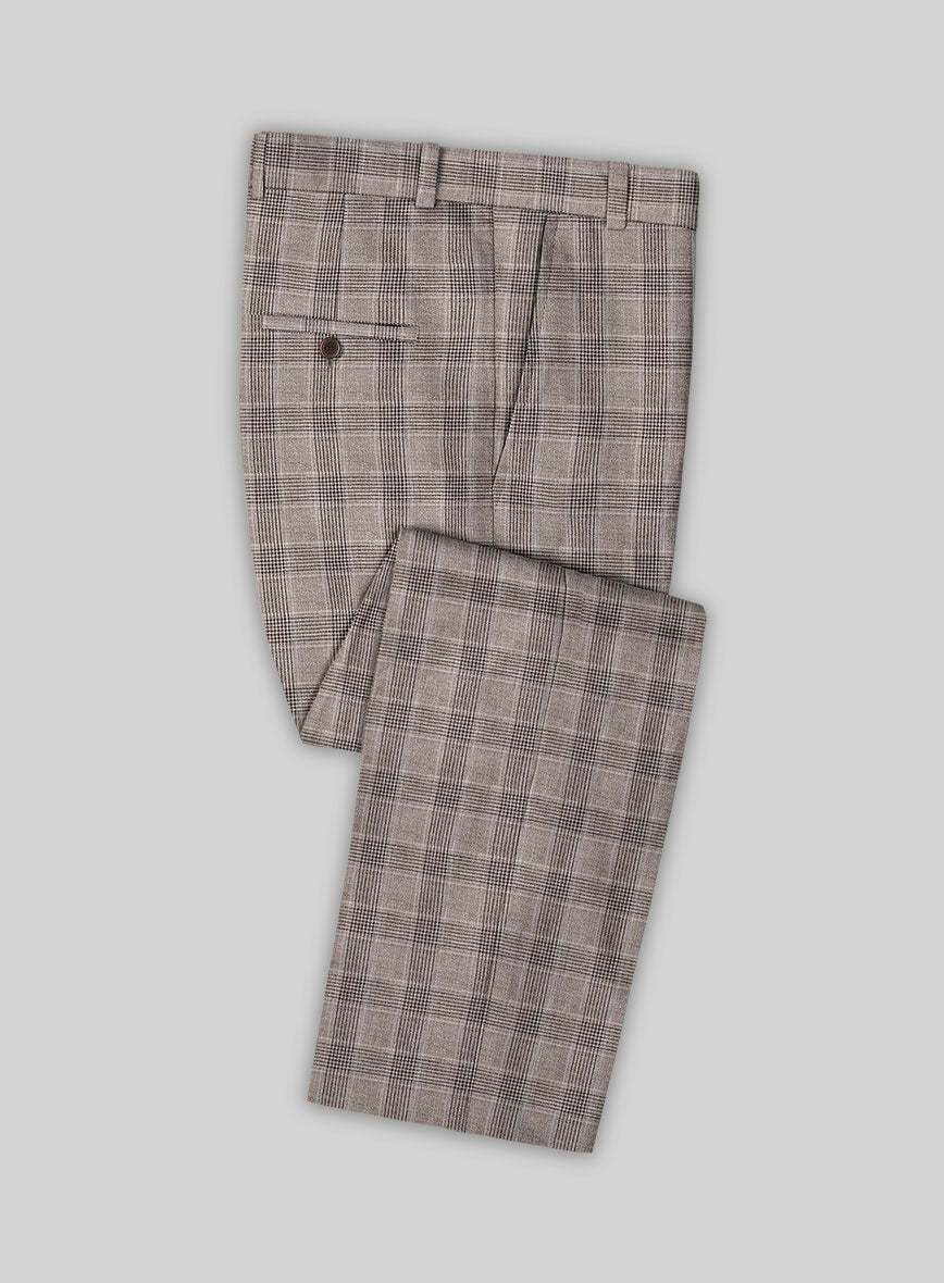 Solbiati Brown Checks Linen Pants - StudioSuits