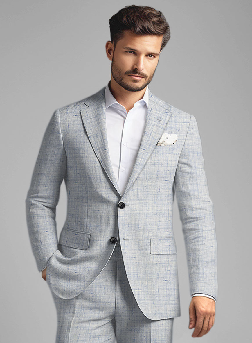 Solbiati Cloudweave Blue Linen Jacket - StudioSuits