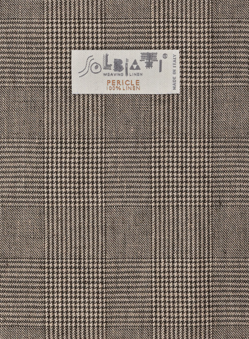 Solbiati Dark Brown Check Linen Jacket - StudioSuits