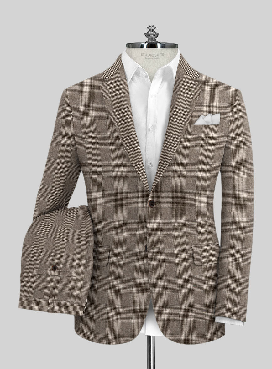 Solbiati Dark Brown Check Linen Suit - StudioSuits