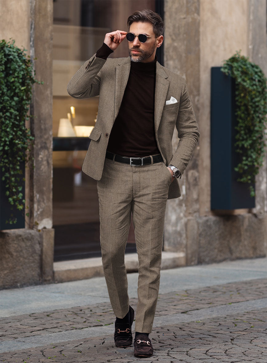 Solbiati Dark Brown Check Linen Suit - StudioSuits