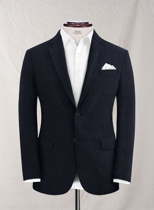 Solbiati Dark Blue Linen Jacket - StudioSuits