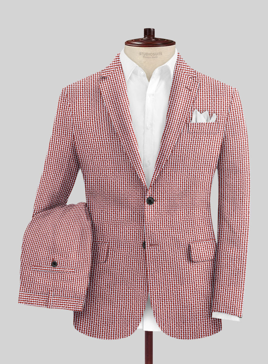 Solbiati Gingham Red Seersucker Suit - StudioSuits