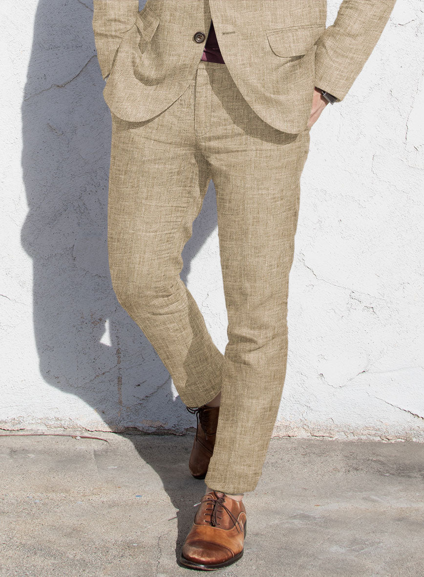 Solbiati Herringbone Beige Linen Suit - StudioSuits