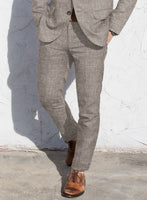 Solbiati Herringbone Brown Linen Pants - StudioSuits