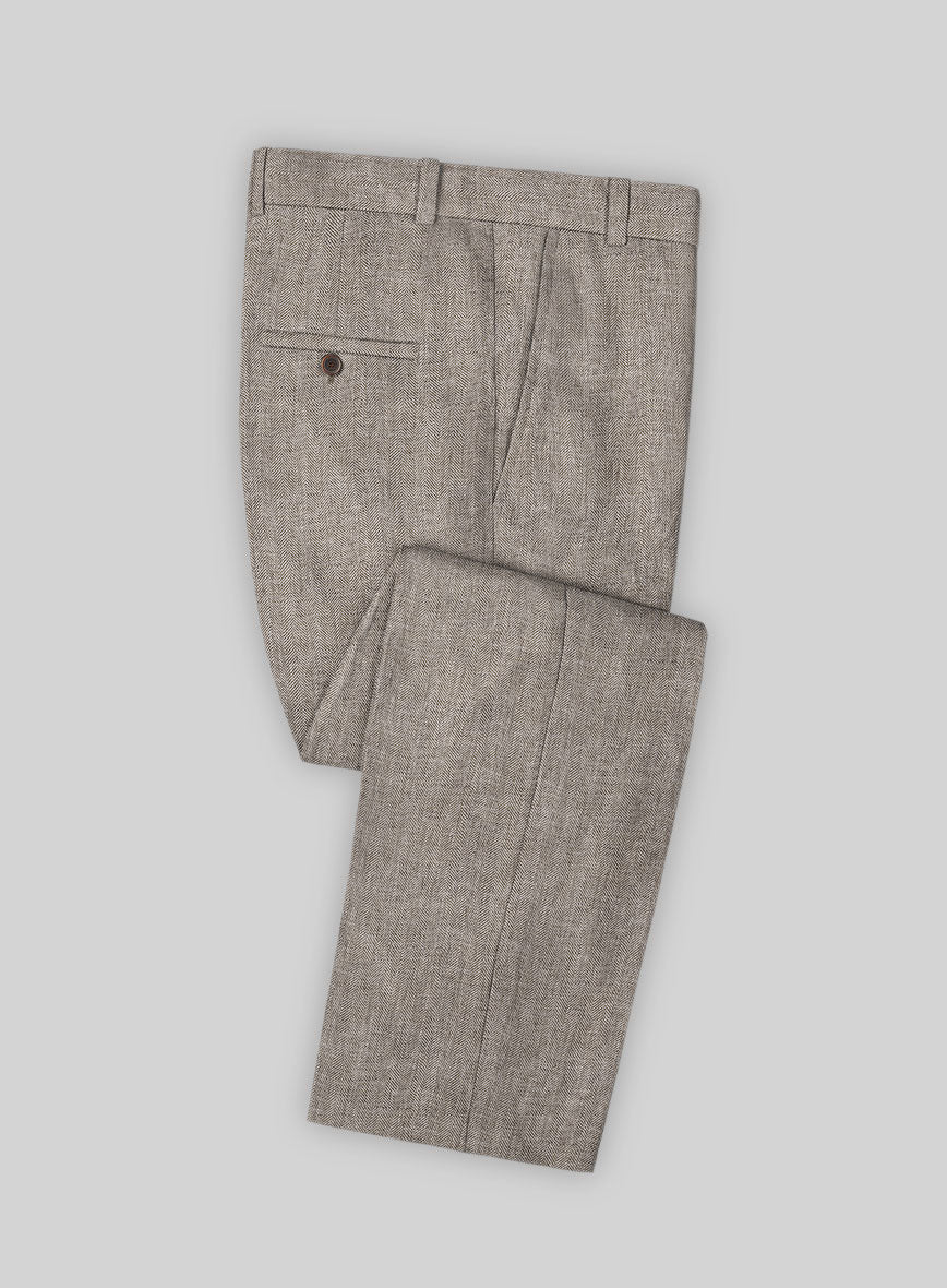 Solbiati Herringbone Brown Linen Suit - StudioSuits