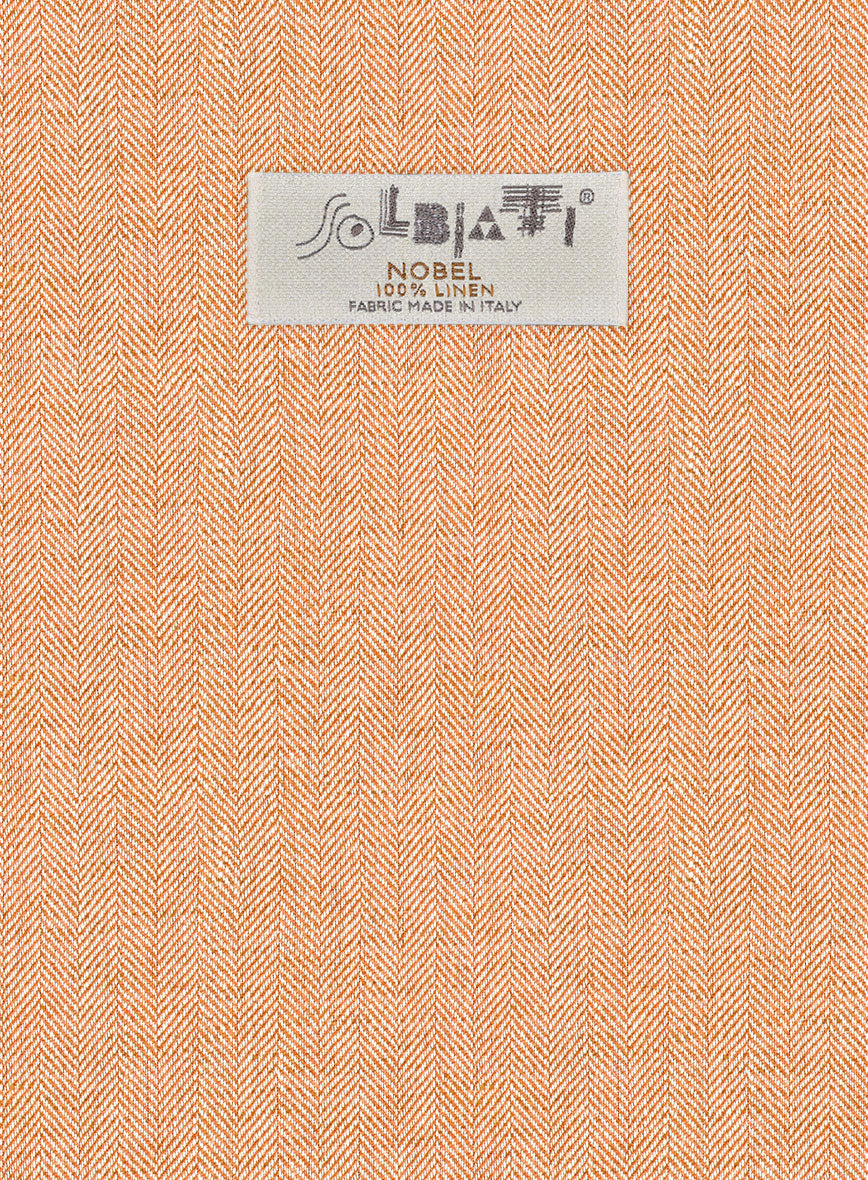 Solbiati Herringbone Orange Linen Jacket - StudioSuits