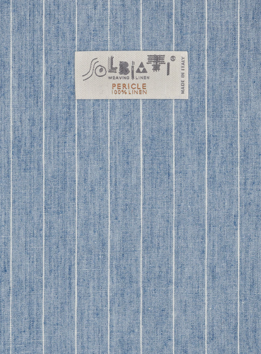 Solbiati Light Blue Stripe Linen Pants - StudioSuits