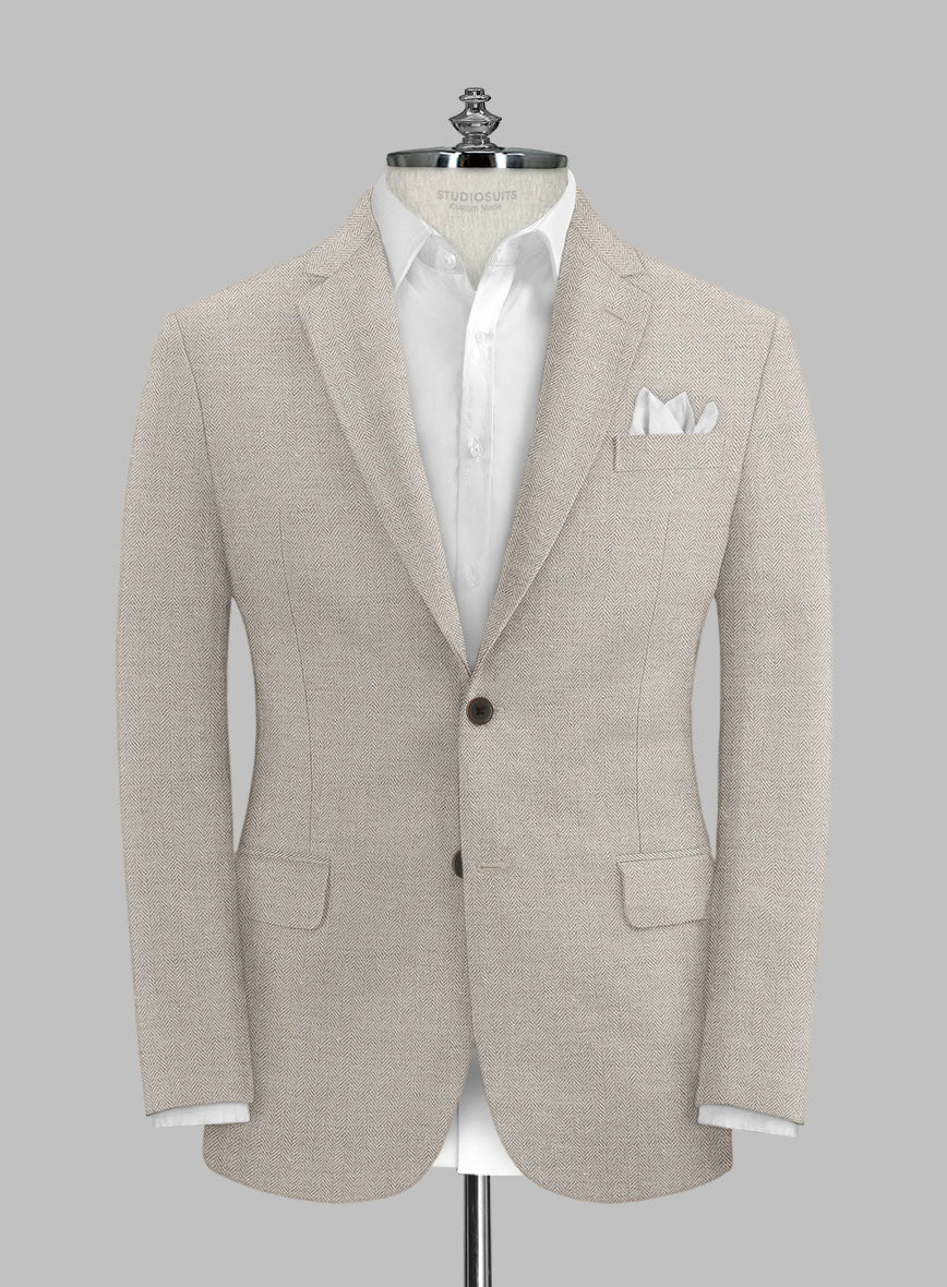 Solbiati Light Brown Herringbone Linen Suit - StudioSuits