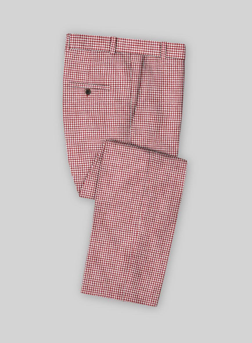 Solbiati Wine Houndstooth Linen Pants - StudioSuits