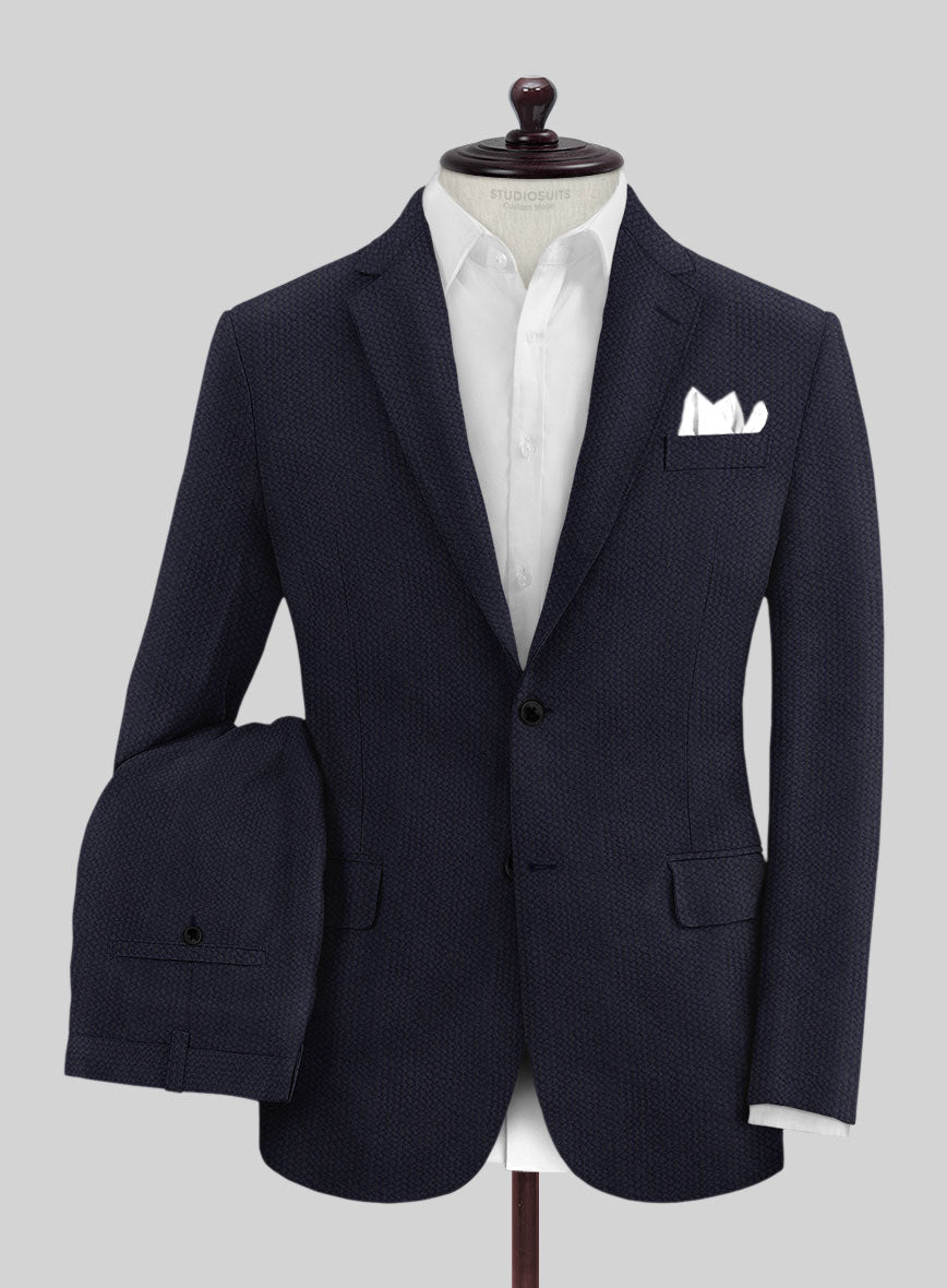 Solbiati Deep Blue Seersucker Suit - StudioSuits