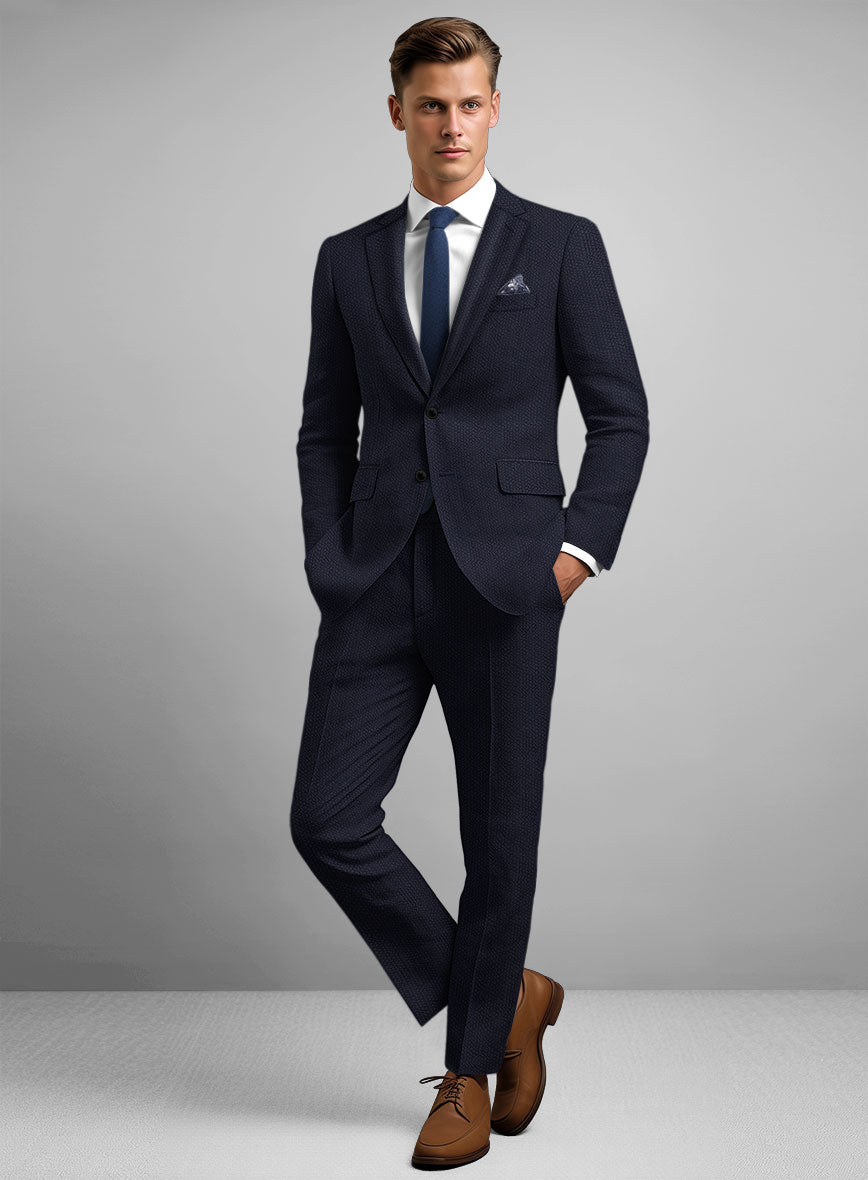 Solbiati Deep Blue Seersucker Suit - StudioSuits