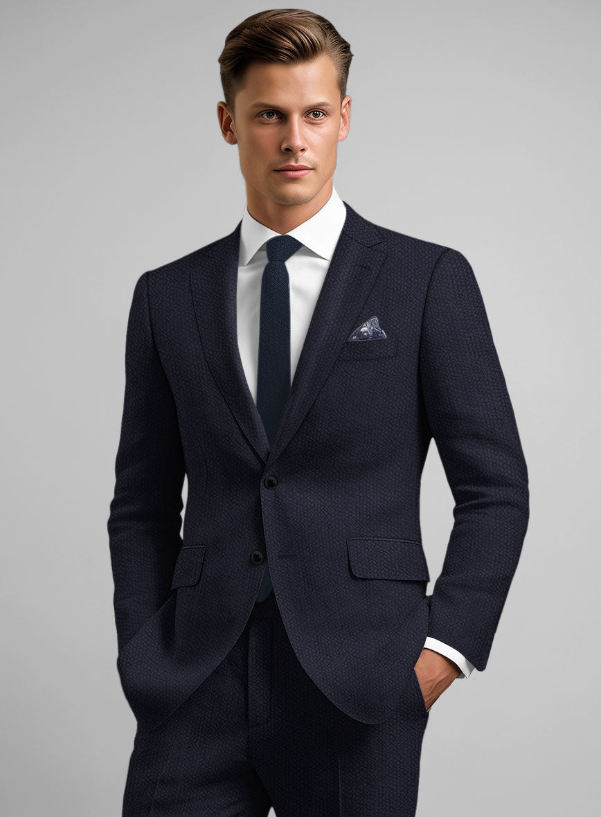 Solbiati Deep Blue Seersucker Suit - StudioSuits