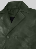 Spanish Green Leather Pea Coat - StudioSuits