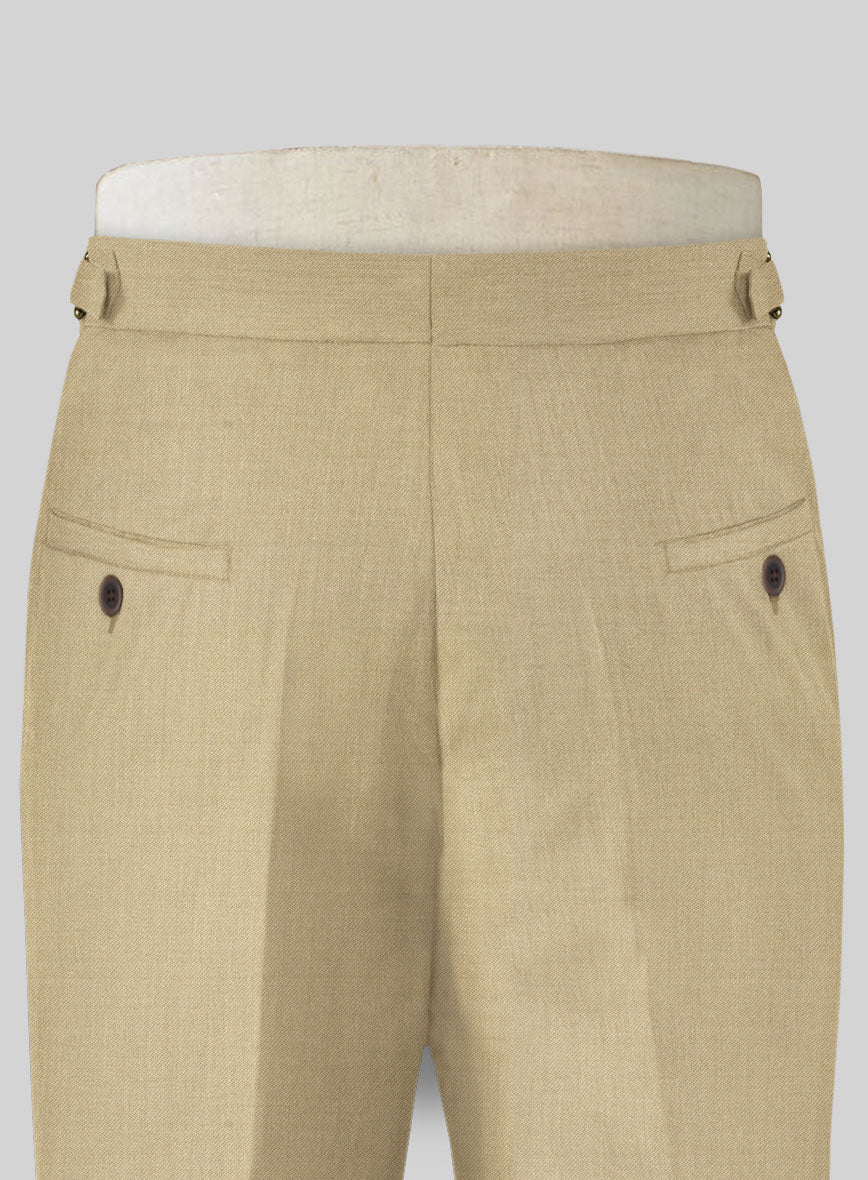 Stretch Beige Wool Highland Trousers - StudioSuits