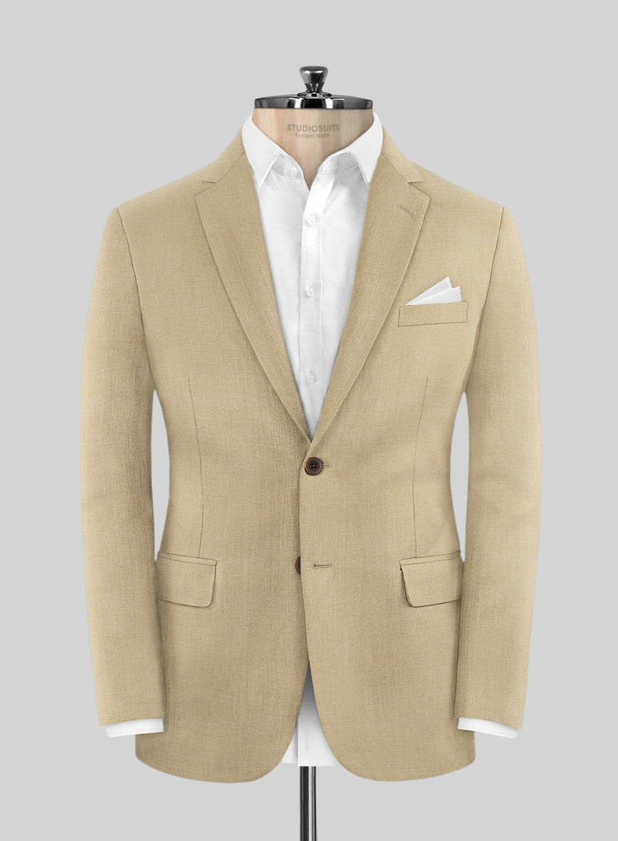 Stretch Beige Wool Jacket - StudioSuits