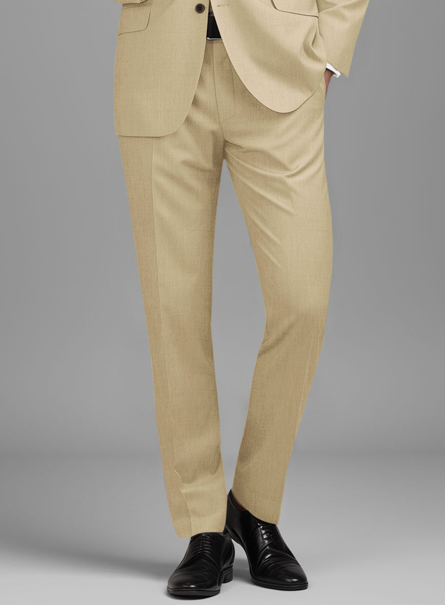 Stretch Beige Wool Pants