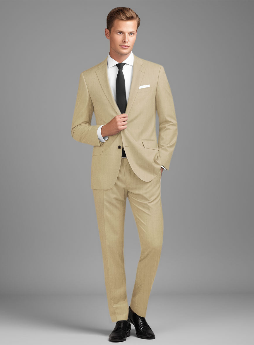 Stretch Beige Wool Suit - StudioSuits