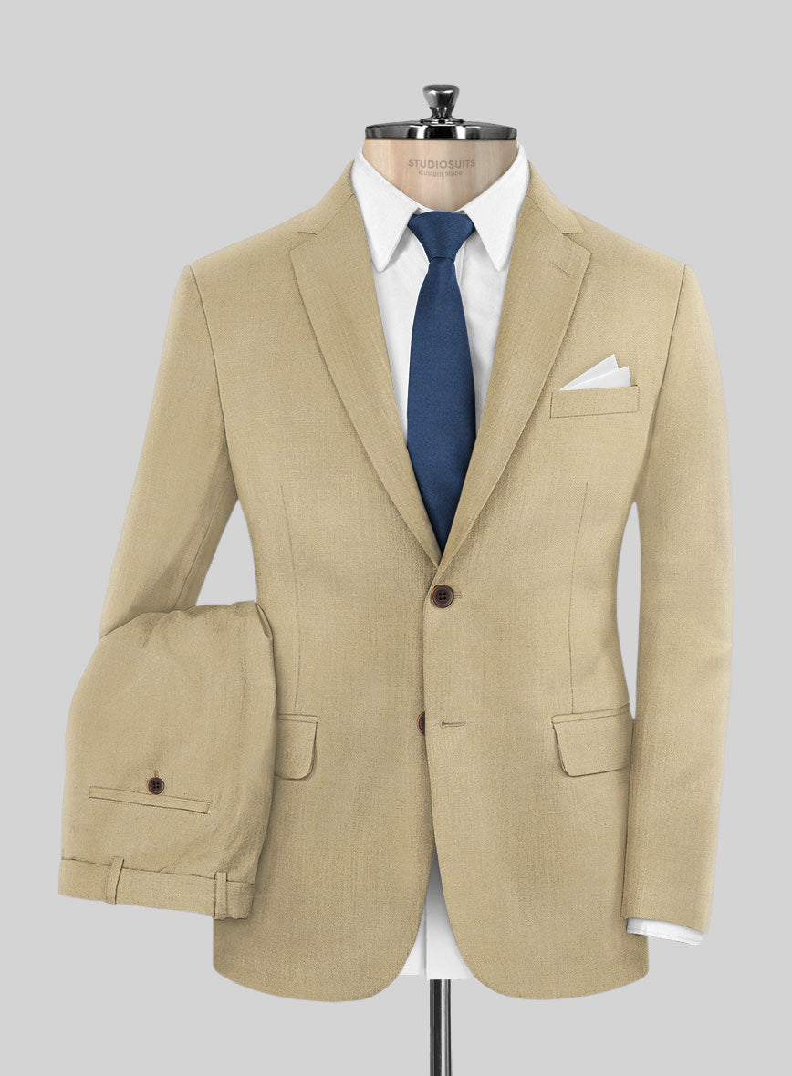 Stretch Beige Wool Suit - StudioSuits