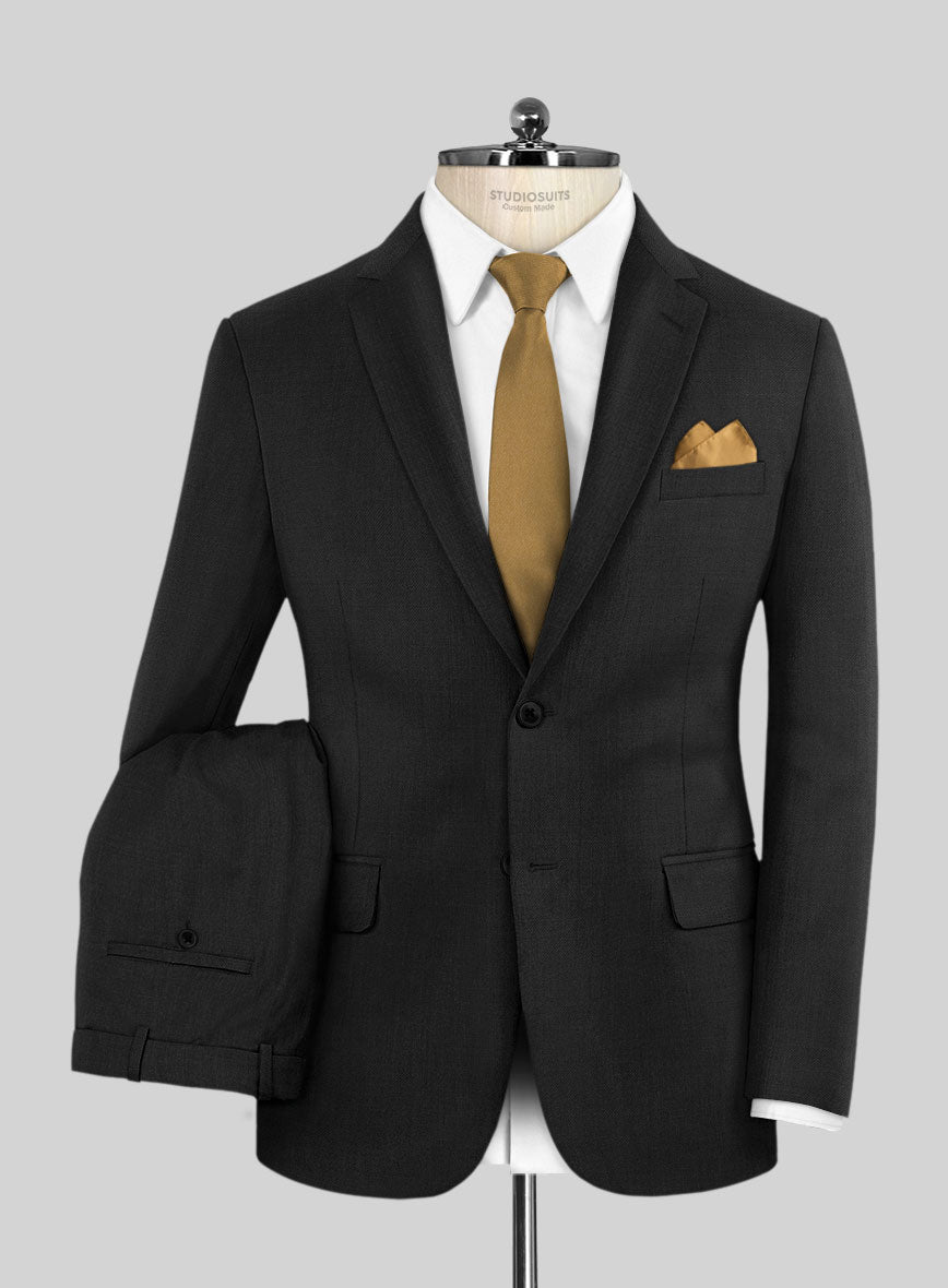 Stretch Black Wool Suit - StudioSuits